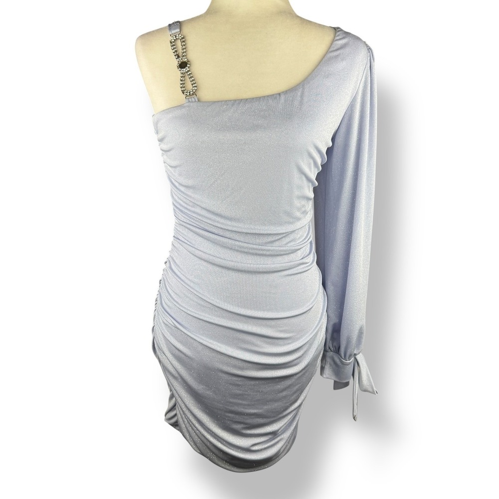 Deb One Shoulder Bodycon Dress Womens Size Large Y2K 2000 Glam Party Club Pastel